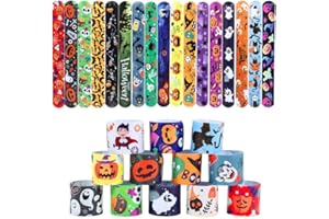 yumcute Lot de 48 bracelets Slap pour enfants, citrouille, sorcière, crâne, jouets d'Halloween, fournitures de fête d'Halloween, jouets de fête pour enfants, garçons et filles