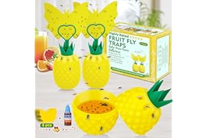 HAPPY WATCH FliegenfalleX2, Fruchtfliegenfalle Innenbereich mit Lockstoff, ungiftige Wiederverwendbare Obstfliegenfalle, Fliegen Fänger mit Gelbsticker, Fruchtfliegenfalle für Küche/Wohnzimmer/Anlage