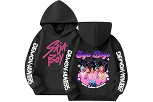 TOPASSION Kpop Demon Hunters Hoodies Girls Vintage Y2k Pullover Huntrix Huntr/X Hip Hop Streetwear Boy Oversized Fashion Long Sleeve Cartoon Print Fashion Hooded Sweatshirt Outwear for Kids