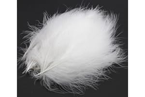 PANAX Turkey Fluff Feathers 100 pieces 10-17cm/4-7 Inches length, Ideal for Carnival, Halloween, crafts, Handwerk, DIY, clothing, costumes White