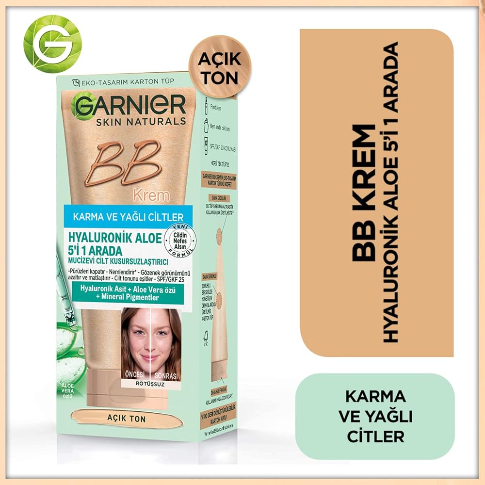 Garnier Skin Naturals BB Krem Mucizevi Cilt Kusursuzlaştırıcı Karma/Yağlı Ciltler Açık Ton, 40 ml, 1 Paket (1 x 40 ml)
