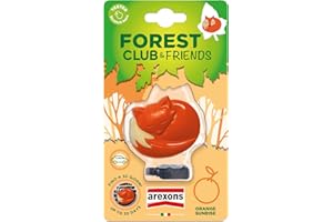 AREXONS Forest Club & Friends - Volpe, Profumatore Auto da Bocchetta, Durata Fino a 30 Giorni, Fragranza Orange Sunrise, Made in Italy