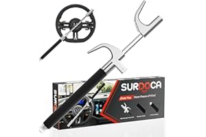 SURDOCA Multifunction Steering Wheel Lock – High Security Anti Theft with Window Breaker – Universal Car Wheel Lock – Easy Installation Fit for Auto Truck SUV Van
