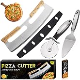 Pizza Cutter, Stainless Steel Pizza Knife Cuts Crescent Pizza with Wooden Handle Pizza Wheels Cutter for Pizza Cake and Bread