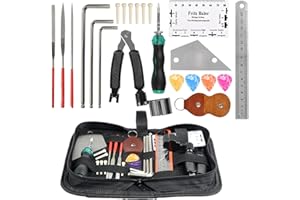 BOSCOW 23 Pezzi Kit Attrezzi per Riparazione della Manutenzione per Chitarra, Strumenti per la Pulizia della Chitarra Kit, Chitarra Cura e Manutenzione Strumenti Set Kit per Chitarra, Ukulele, Basso