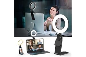 Upgrade Ringlicht Laptop PC 5” Videokonferenz Licht,Evershop Ringleuchte Ringlampe mit Stativ&Handyhalter 3 Lichtfarben+10 Helligkeiten 360°Drehbar Beleuchtung Blitzgeräte für Zoom Meeting,Streaming