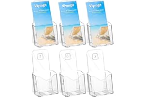 Viymgit DL Portrait Leaflet Holder, 6-Pack 1/3 A4 Size Clear Acrylic Brochure Display Holder, Wall Mount/Countertop Single Pocket Dispenser for Literature, Booklet, Flyer & Menu