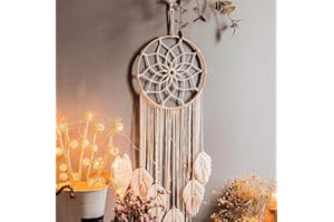 LucaSng Makrama, łapacz snów, makrama, makrama, dekoracja ścienna, styl boho, ręcznie robiony łapacz snów, do sypialni, salonu (B)