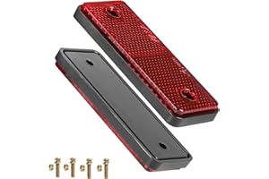 AGRISHOP 2xRéflecteur de Remorque,Rouge,Rectangulaire,Visser,Homologué E11,95x37x9.6mm, Réflector Rectangulaire Catadioptre Remorque pour Tracteur Camion Caravanese (Rectangulaire/Visser/2Pcs）