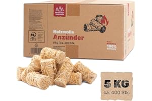 Heumüller Holzwolle 5 kg (ca. 400 Stück) Holzwolle-Anzünder Kaminanzünder | Öko-Anzünder aus Holzwolle & Wachs | Lange Brenndauer & geruchsneutral | Ideal für Kamin, Grill & Feuerstellen