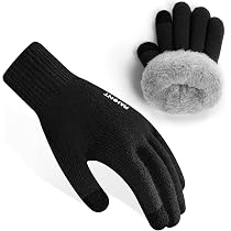 THMO - Donna Caldi Invernali Termici Guanti Maglia con Thinsulate 3M 40 Gram Pile (One Size, Charcoal