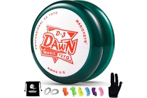 SHUNGRU Yoyo Kids Responsve Yoyo D3 Dawn, Professionelles Looping-Yoyo für Anfänger, Kunststoff Jo-Jo-Übung 2A Yoyo Trick mit Ersatz 6 Yoyo Saiten + Yoyo Tasche + Yoyo Handschuh + 2 Spacer - Grün