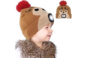 Lets Joy Czapka z oświetleniem LED dla dzieci, czapka bożonarodzeniowa z diodami LED, czapka zimowa dla dzieci, ładowana przez USB, śliczna zimowa ciepła czapka z dzianiny, pingwin, bałwan, jeleń,