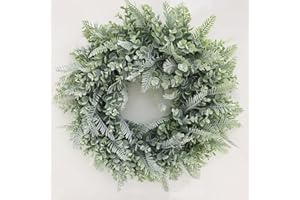HUAESIN Plastic Front Door Wreaths Artificial Wreath Fake Silk Eucalyptus Wreath Spring wreath Faux Greenery Wreath for Door Window Balcony Mirror Wall Wedding Party Garden Spring Decoration