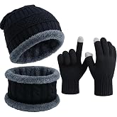 HUNTSMANS ERA Winter Knit Beanie, Hat, Neck Warmer Scar...