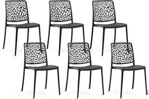 SIEDITI FUORI E DENTRO Chaises de Jardin en polypropylène avec Fibre de Verre, chaises empilables pour extérieur ou intérieur, Design Moderne et Naturel - Sole (6 chaises, Noir Anthracite)