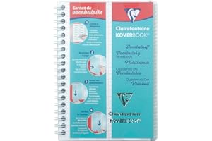 Clairefontaine 141820C Un Carnet de Vocabulaire Koverbook Incolore - 11x17 cm - 100 Pages Lignées avec Marge + 2 Rabats et 4 Languettes Amovibles - Papier Blanc 90 g - Couverture Polypro