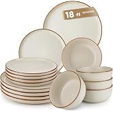 vancasso RENO Complete Dinnerware Set 6 People, 18 Stoneware Pieces Dinnerware &ndash; 6 Dinner Plates, 6 Dessert Plates and 6 Bowl