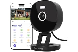 FAMVIVA 2K Security Camera Wired, Outdoor/Indoor for Home, Pet, Baby, Nanny, IP65 Waterproof Color Night Vision, White Light & Siren, Recording, Motion Detection, Works with Alexa, 2.4GHz WiFi, Black