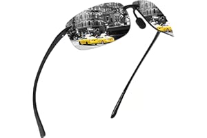 Jim Halo Polarized Sunglasses Men TR90 Rimless Frame, Sports Wrap Around Sunglasses for Running Baseball Fishing Cycling Driving