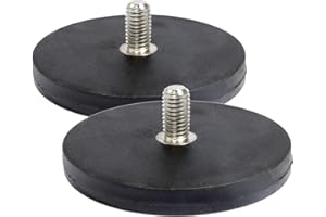 MAGNET-KAUF 2x Neodym Magnete Gummiert Ø 66mm Mit M8 Außengewinde 22 KG Zugkraft Flachgreifer Magnet Scheibe Topfmagnet Gummi Runde Magnete mit Gewinde für Schrauben Öse oder Haken