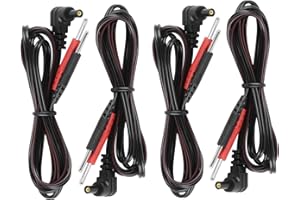 JCSJK 4PCS TENS EMS Cables Reemplazo con Conectores de Pin 2mm, Cables de Electrodos Flexibles Accesorios Electroterapia Electroestimulador Muscular (Negro)