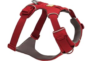 RUFFWEAR Front Range Harness - Extra Small, Reflective, Adjustable Comfortable Padded Everyday Dog Walking Harness with No Pull Design, 2 Lead Attachments & V Ring, Size XS, Red Canyon