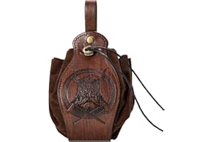 MAYTING Pochette de Ceinture Médiévale Sac à Cordon en Faux Cuir Accessoires de Costume Renaissance LARP Faire Viking Odin Cosplay Coin Purse Sac à dés pour Hommes Femmes (A)