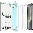 amFilm 2 Pack OneTouch Tempered Glass Screen Protector for Samsung Galaxy S24 5G, 9H Hardness with Easy Installation Kit