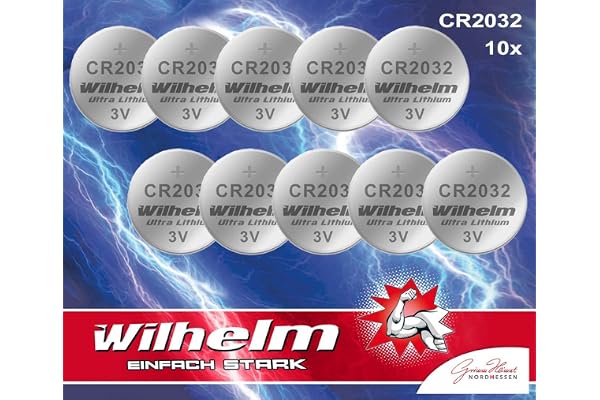 10 x CR2032 Wilhelm blisterpack knappcell batteri litium 3 V CR 2032 | Med en diameter på 20 mm och en höjd på 3,2 mm erbjuder formatet konkreta mått för att välja matchande enheter
