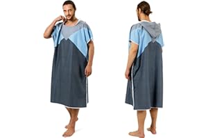 Zingtto Surf Poncho Changing Robe with Hood. Beach Poncho for Men and Women. Oversized Hooded Beach Towel Adult Bath Swim Robe Microfiber Wetsuit Quick-Dry Surf Accessories