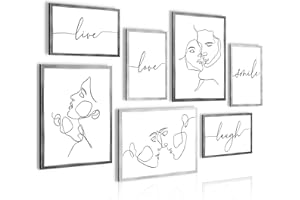 NOVART Set Cuadros Decorativos - COMPLETAMENTE LISTO PARA COLGAR - Imágenes - Amor - 7 Partes - N021971a