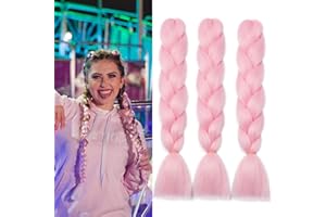 Gairyan Extension per Treccine Africane Extension Capelli Finti per Treccine Afro 60cm Ombre Kanekalon Treccia Capelli Sintetici Crochet Twist Jumbo Braids 3 Pezzi (Rosa)