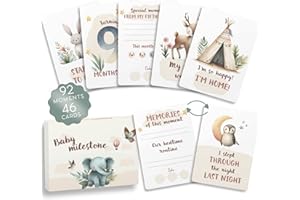 HuBorns - Baby Milestone Cards in English to Remember The Most Special Moments, 46 Beautifully Designed Baby Monthly Milestone Cards, Ideal Baby Card as a Gifts & Keepsake