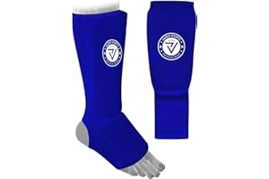 VADER SPORTS EST.2001 WITH YOU ALL THE WAY VADER Elasticated Shin Instep Pads Kickboxing MMA Muay Thai Shin Guards Protective Leg Foot Pad for Karate Taekwondo Martial Arts Training Sparring Boxing Shin Guard Kids/Adults