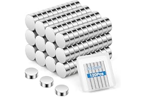 Wzone Małe magnesy o wymiarach 5 x 2 mm, 120 sztuk, mini magnesy na lodówkę, okrągłe magnesy neodymowe do rzemiosła, domu, biura, zdjęć, map i "zrób to sam"