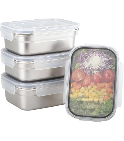 Juego De 3 Fiambreras De Acero Inoxidable 800 Ml - Herméticas, Aptas Lavavajillas, Apilables, Sin BPA