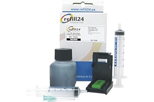 refill24 Kit di ricarica compatibile per cartucce d'inchiostro HP 304, 304 XL nero, include clip e accessori + 50 ml inchiostro