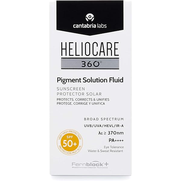 Heliocare 360° Pigment Solution Fluid Spf 50+, Crema Solar Facial,  Ultraligero, Previene y Corrige Manchas, Unifica el Tono de la Piel, Sin  Color, 50 Mililitros : Amazon.es: Belleza