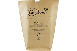 ALL-GREEN 75 Litre x 10 Paper Garden Waste Sacks - Compostable & Biodegradable Liners - EcoSack 75L Bags with Composting Guide