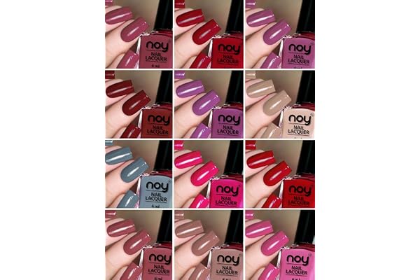 noy Quick Dry Long Lasting Nail Polish Combo Set Of 12 Combo No-06 Violet, Brown, Nude, Light Grey, Pink, Dark Wine, Maroon (Pack Of 12), Glossy Finish, 72 Ml