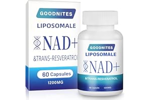 Goodnites Liposomales NAD+-Ergänzungsmittel 1200 mg, Trans-Resveratrol-Softgel-Formel für verbesserte Absorption Anti-Aging NAD unterstützt Zellenergie Verbessert die Ausdauer Gesundes Altern