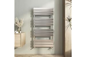 Heilmetz Chrome Radiator Towel Rail 1200 x 600mm, Heated Towel Rail for Bathroom, Flat Panel Ladder Towel Radiator Towel Warmer Modern Central Heating Radiators for Bathroom