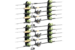 BOOSTEADY Portacanne da Pesca può Contenere Fino a 10 Canne, Portacanne da Pesca per Garage, Portacanne da Pesca Montato a Parete o a Soffitto, Regalo per Attrezzi da Pesca per Uomo