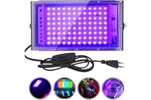 OHAANYY Schwarzlicht Led Strahler 100W, UV LED Schwarzlichtlampe Strahler Flutlicht mit Schalter,IP65 Wasserdicht Schwarzlichtlampe für Halloween Aquarium Konzert Party Band Leistung Fluoreszierende Poster