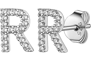 Supcare Buchstaben Ohrringe Silber 925 Mädchen Ohrstecker mit Zirkonia A-Z Kleine Initiale Alphabet Ohrringe Letter Anfangsbuchstaben Ohrschmuck Ohr Piercing Modeschmuck für Damen