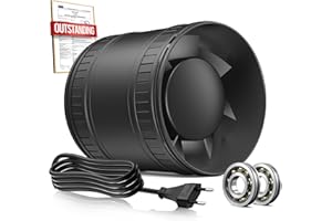 BUMSOU Rohrventilator 100mm, Leise Rohrlüfter mit Doppelkugellagermotor Überhitzungsschutz, 32dB 130m³/h Rauchabzug Ventilator, Inline Abluftventilator, Kanalventilator für Bad WC Gewächshaus Zelt