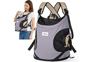 ALLSOPETS Zaino Cani Gatto, Zaino Trasportino Portatile per Animali Domestici Frontale, Zaino Ergonomico Traspirante con Cinghia di Sicurezza Integrata, Ideale per Viaggi in Moto (Viola Chiaro)