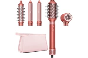 HITTIONA 5 en 1 Sèche Cheveux Air Styler avec Séchage Rapide, Sans Dommages Causés par La Chaleur, Anti-frisottis pour Volumisation Bouclage Lissage Séchage, Lisser Trousse de Rangement