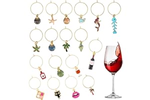 VICDUEKG 18 Stück Weinglas Charms Ringe, Glasmarkierung mit Glasmarkierer, Wiederverwendbare Weinglasmarkierer für Party und Wein